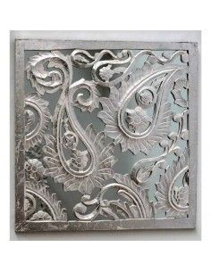 PLACA - PANEL MADERA PLATA CON ESPEJO 80x80