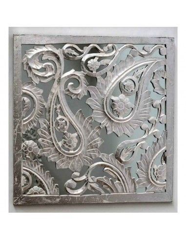 PLACA - PANEL MADERA PLATA CON ESPEJO 80x80