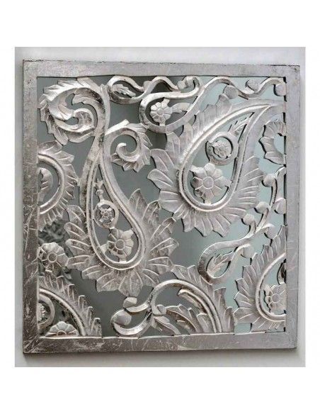 PLACA - PANEL MADERA PLATA CON ESPEJO 80x80