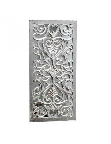 PLACA CON ESPEJO MADERA PLATA 44x90