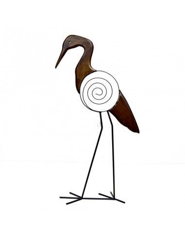FIGURA GARZA EN MADERA - FORJA 62x32