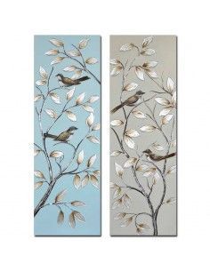 CUADRO PAJARO EN RAMA SET DE DOS 120x40