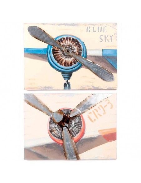 CUADRO HELICE AVION SET DE DOS 50x70