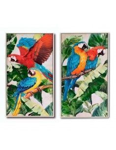 CUADRO LORO PAPAGAYO SET DE DOS 100x50