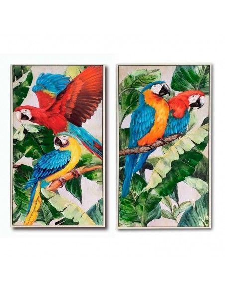 CUADRO LORO PAPAGAYO SET DE DOS 100x50