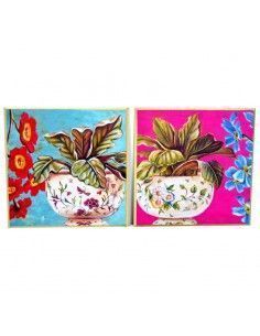 CUADRO MODERNO CON MACETA SET DE DOS 30x30