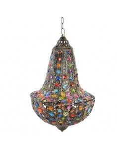 COLGANTE DE TECHO METAL Y VIDRIO MULTICOLOR 54x34