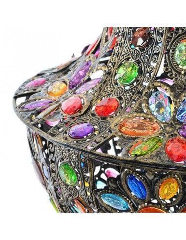 COLGANTE DE TECHO METAL Y VIDRIO MULTICOLOR 54x34