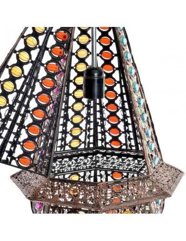 COLGANTE DE TECHO METAL Y VIDRIO MULTICOLOR 60x31