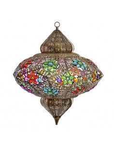 COLGANTE DE TECHO METAL Y VIDRIO MULTICOLOR 64x54