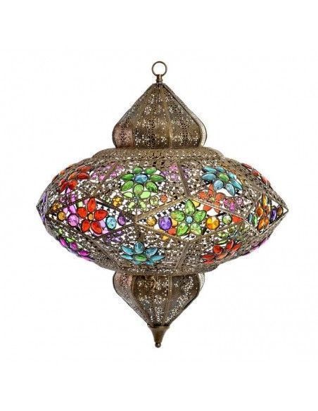 COLGANTE DE TECHO METAL Y VIDRIO MULTICOLOR 64x54