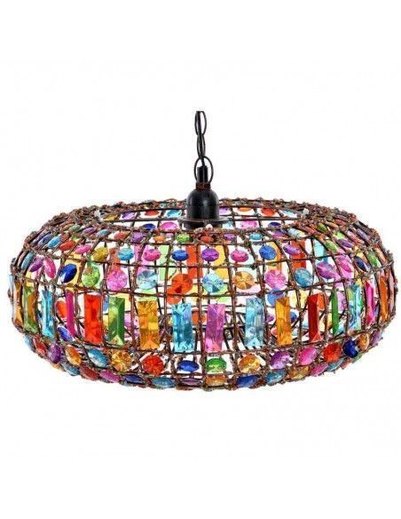 COLGANTE DE TECHO METAL Y VIDRIO MULTICOLOR 23.5x44