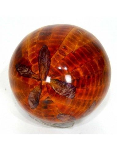 BOLA DE DECORACION HOJA AMBAR 13 cm