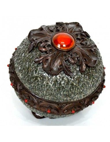 BOLA DE RESINA EN RELIEVE GRIS VINTAGE 11cm o