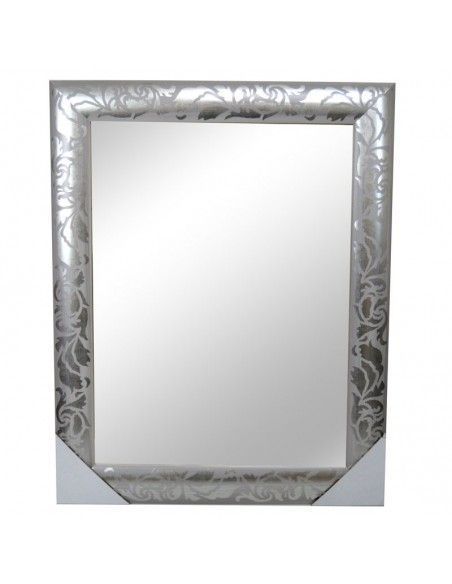 ESPEJO DE MADERA COLOR PLATA 98x77