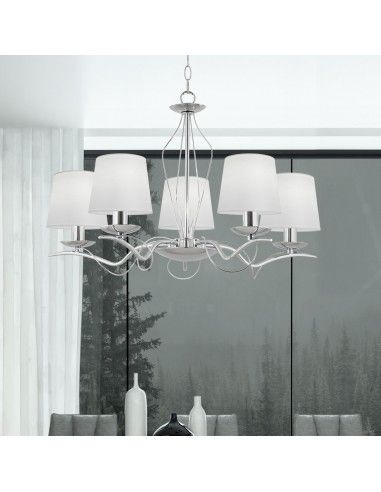 LAMPARA DE TECHO NANCY CROMO 5 LUCES
