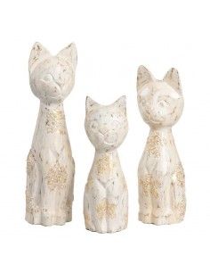 FIGURA GATOS EN MADERA SET DE TRES