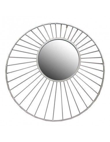ESPEJO DE METAL PLATA MODERNO 92x92