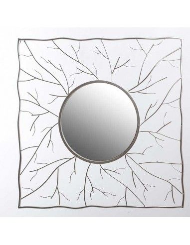 ESPEJO DE METAL PLATA 102x102