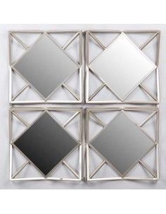 ESPEJO DE METAL PLATA MODERNO 82x82