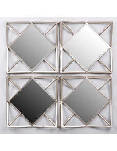 ESPEJO DE METAL PLATA MODERNO 82x82