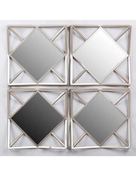 ESPEJO DE METAL PLATA MODERNO 82x82