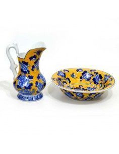 JARRA CON PALANGANA DE CERAMICA FLOR AZUL 31x36 2