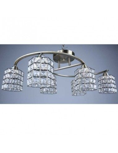 LAMPARA DE TECHO CUERO-VIDRIO 6 LUCES 24x75