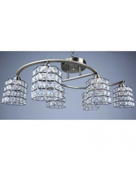 LAMPARA DE TECHO CUERO-VIDRIO 6 LUCES 24x75