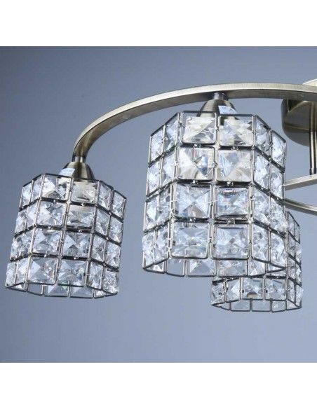 LAMPARA DE TECHO CUERO-VIDRIO 6 LUCES 24x75