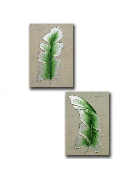 CUADRO HOJA MODERNO SET DE DOS 60x40