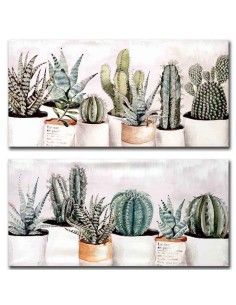 CUADRO LIENZO MACETA CACTUS 50x100