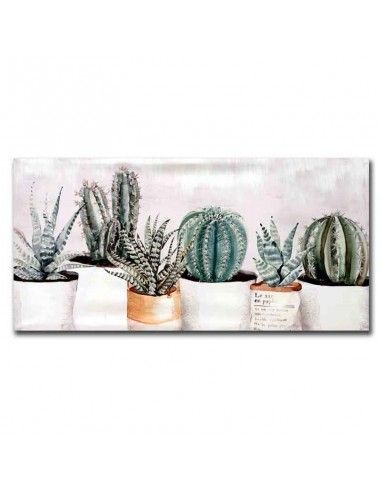 CUADRO LIENZO MACETA CACTUS 50x100