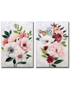 CUADRO FLOR GRANDE ROSA- BLANCO-ROJO 100x69