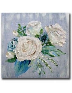 CUADRO EN LIENZO AZUL FLORES BLANCAS 80x80 2