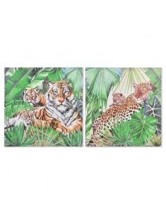 CUADRO EN LIENZO TIGRE TROPICAL 100x100