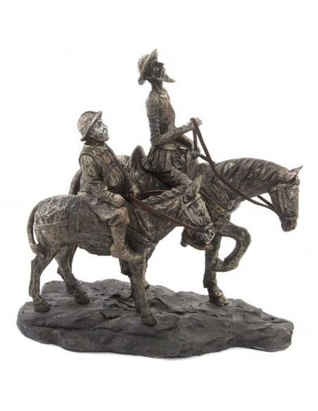 FIGURA DE DON QUIJOTE Y SANCHO PANZA CABALLO 24x22