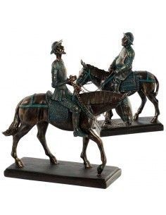 FIGURA DE DON QUIJOTE Y SANCHO PANZA CABALLO 22x21