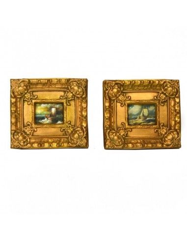 PAREJA DE CUADROS CLASICOS BARCO 19x21