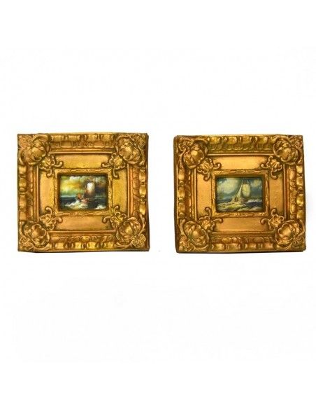 PAREJA DE CUADROS CLASICOS BARCO 19x21