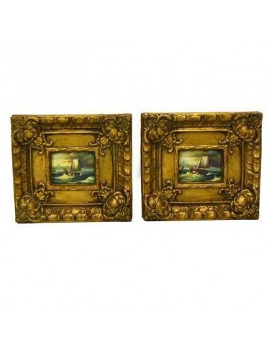 PAREJA DE CUADROS CLASICOS BARCO 19x21