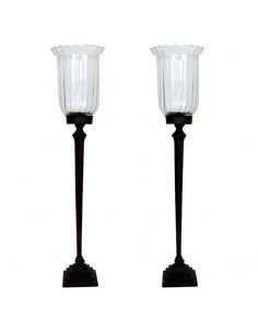 SET DE DOS PORTAVELAS VINTAGE 65x15