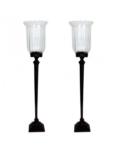 SET DE DOS PORTAVELAS VINTAGE 65x15