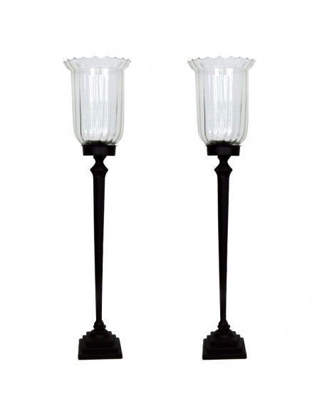 SET DE DOS PORTAVELAS VINTAGE 65x15