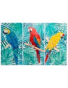 SET TRES CUADROS LORO PAPAGAYO 100x150