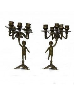 CANDELABRO NIÑO DE BRONCE 28x21 set de dos
