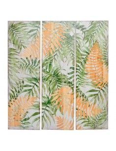 DECORACION PARED MADERA TROPICAL SET DE TRES 100x90