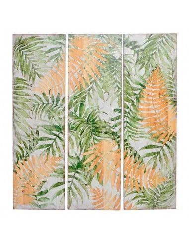DECORACION PARED MADERA TROPICAL SET DE TRES 100x90