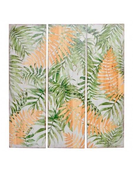 DECORACION PARED MADERA TROPICAL SET DE TRES 100x90