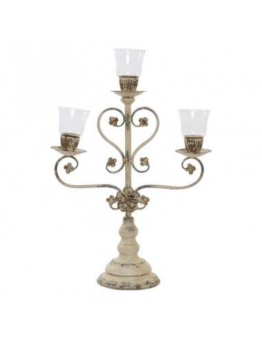 PORTAVELA METAL - VIDRIO VINTAGE 74x52